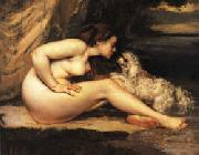 Gustave Courbet Nude with Dog oil on canvas